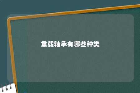 重载轴承有哪些种类 